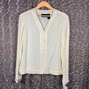Liz Claiborne Collection Ivory‎ Sequined Cardigan Sweater Blouse